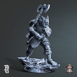 Gunnar, Path of the Storm Barbarian Fantasy Tabletop RPG DnD Dungeons and Dragons Miniature 3D Print | Flesh of Gods | 28mm | 32mm | 72mm