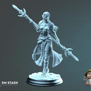 Female Elf Fighter Miniature 3D Print for painting and Roleplay Games | DM Stash | 28mm | 32mm | 72mm