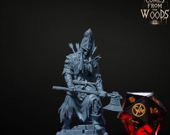 Undead Skeleton Knight Miniature 3D Print for painting and Tabletop RPGs | Claymore Miniatures | 40mm | 90mm