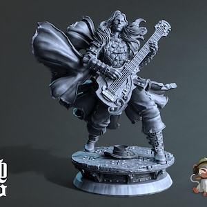 Human Bard DnD Miniature 3D Print for painting, Dungeons and Dragons Tabletop RPG | Flesh of Gods | 28mm | 32mm | 72mm