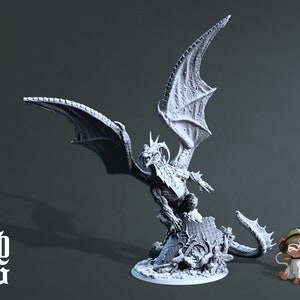 Adult Black Dragon DnD Miniature 3D Print for painting, Dungeons and Dragons Tabletop RPG | Flesh of Gods | 28mm | 32mm | 72mm