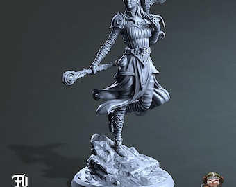 Aurae, Elf Astral Cleric DnD Miniature 3D Print for painting, Dungeons and Dragons Tabletop RPG | Flesh of Gods | 28mm | 32mm | 72mm