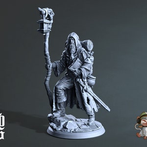 Wandering Wizard DnD Miniature 3D Print for painting, Dungeons and Dragons Tabletop RPG | Flesh of Gods | 28mm | 32mm | 72mm