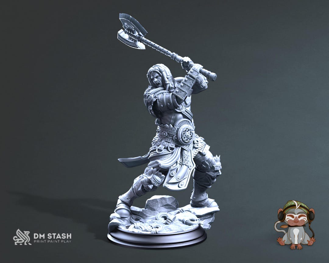 Colossal Berserker Dnd Miniature 3D Print for Painting, Dungeons and ...