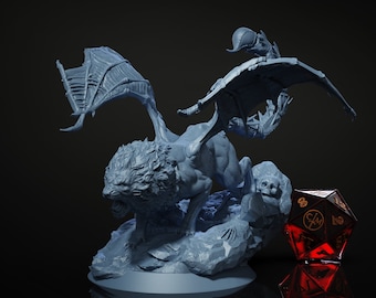 Manticore DnD Miniature 3D Print for painting, Dungeons and Dragons Tabletop RPG | Claymore Miniatures | 40mm | 90mm