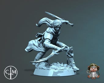 Drow Assassin DnD Miniature 3D Print for painting, Dungeons and Dragons Tabletop RPG, Claymore Miniatures