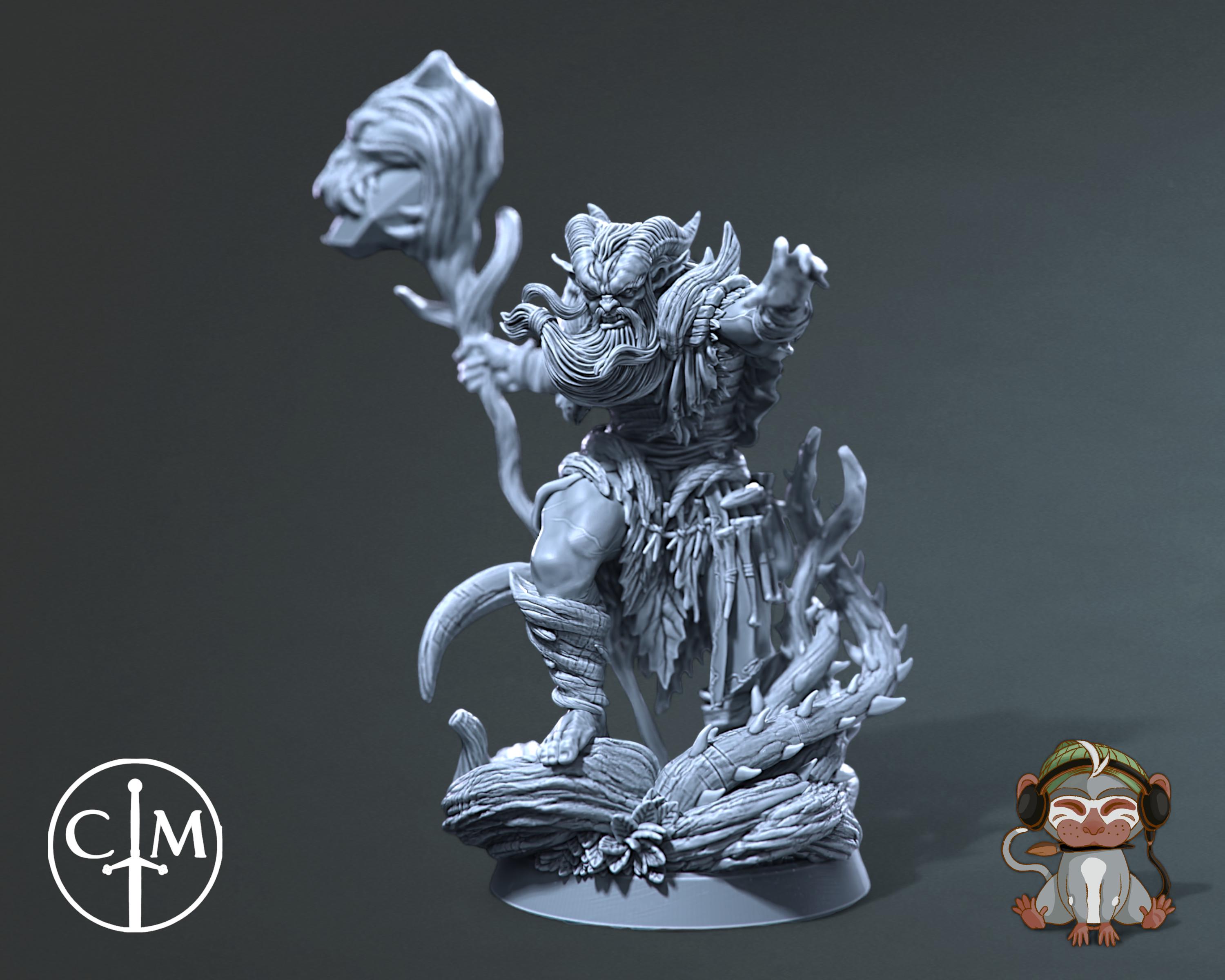 Draven Briarhollow, Tribal Shaman DnD Miniature 3D Print for painting, Dungeons and Dragons Tabletop RPG, Claymore Miniatures