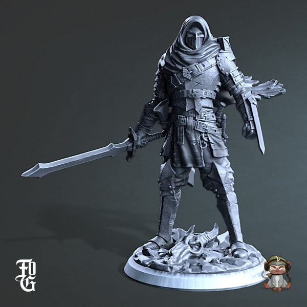 Gormon, Twilight Sentinel Assassin High Quality Dungeons and Dragons Miniature 3D Print | Flesh of Gods | 28mm | 32mm | 72mm