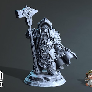 Koven the armored Dwarf Paladin DnD Miniature 3D Print for painting, Dungeons and Dragons Tabletop RPG | Flesh of Gods | 28mm | 32mm | 72mm