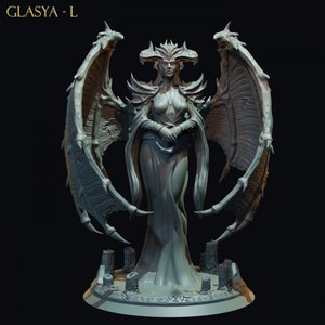 Glasya Devilqueen DnD Miniature 3D Print for painting, Dungeons and Dragons Tabletop RPG | Claymore Miniatures | 40mm | 90mm