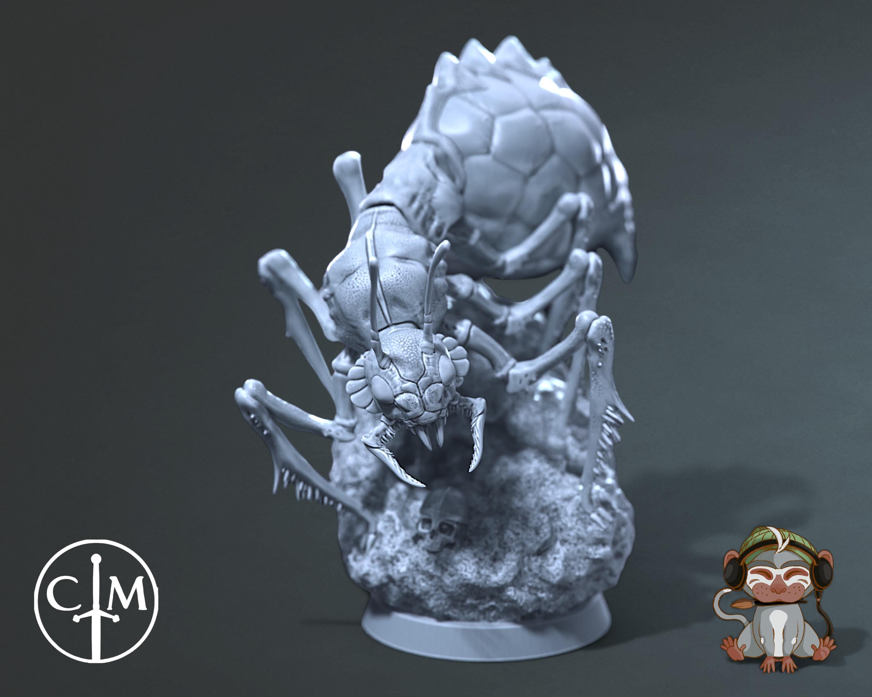 Giant Acid Ant DnD Miniature 3D Print for painting, Dungeons and Dragons Tabletop RPG | Claymore Miniatures | 40mm | 90mm