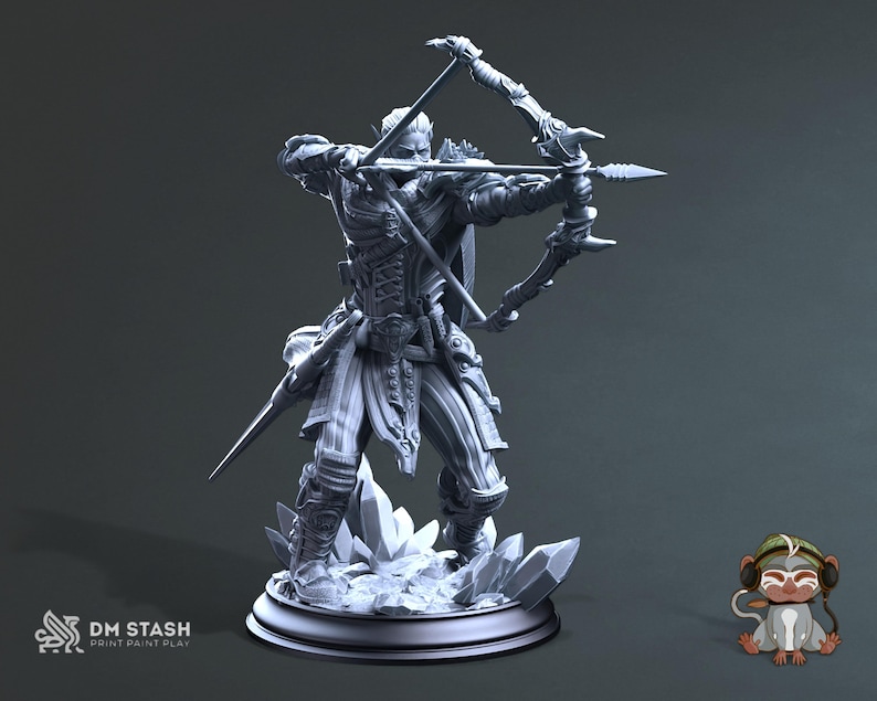 Elf Ranger Archer Dnd Miniature 3D Print for Painting, Dungeons and ...