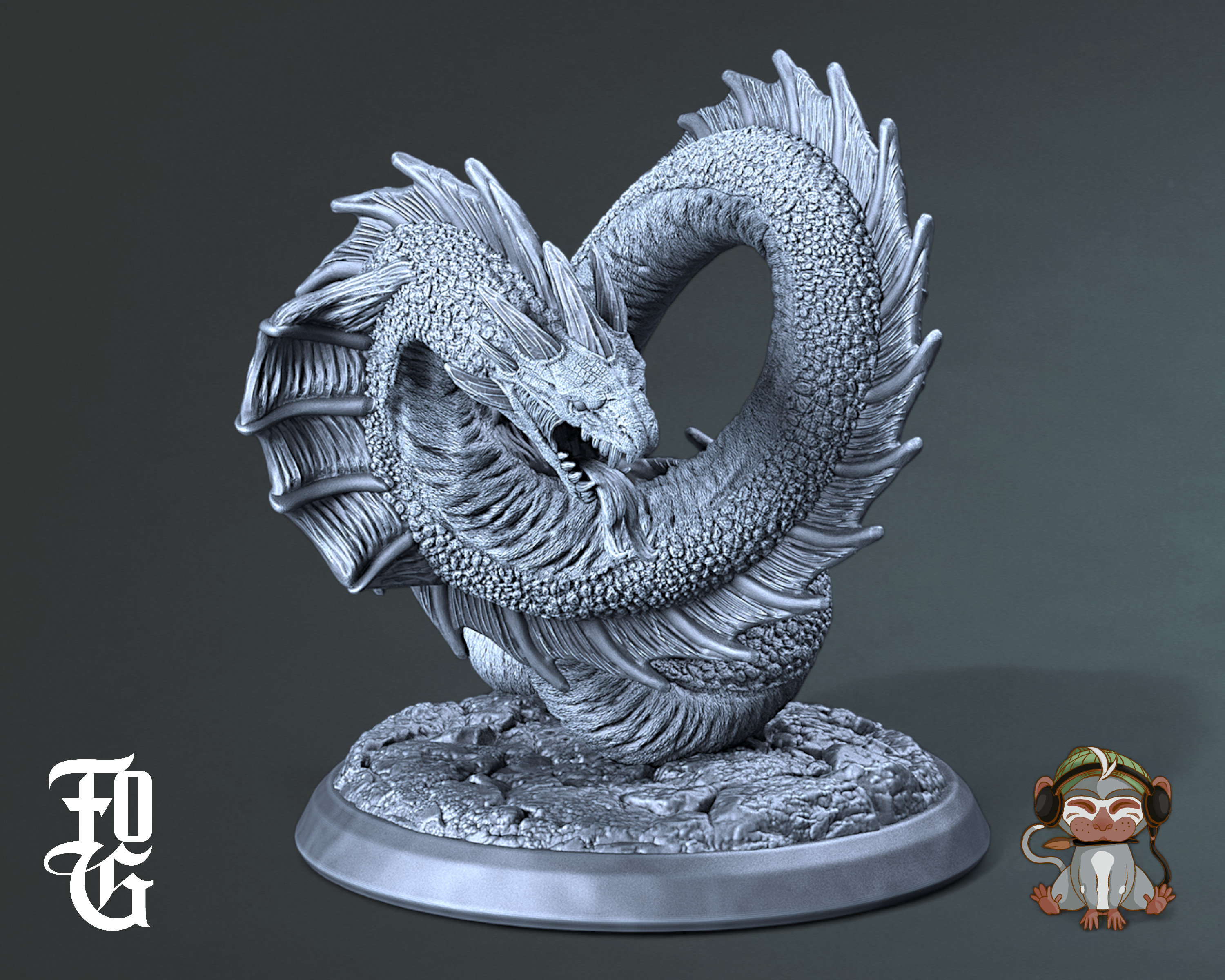 Draconian Serpent DnD Miniature 3D Print for painting, Dungeons and Dragons Tabletop RPG | Flesh of Gods | 28mm | 32mm | 72mm