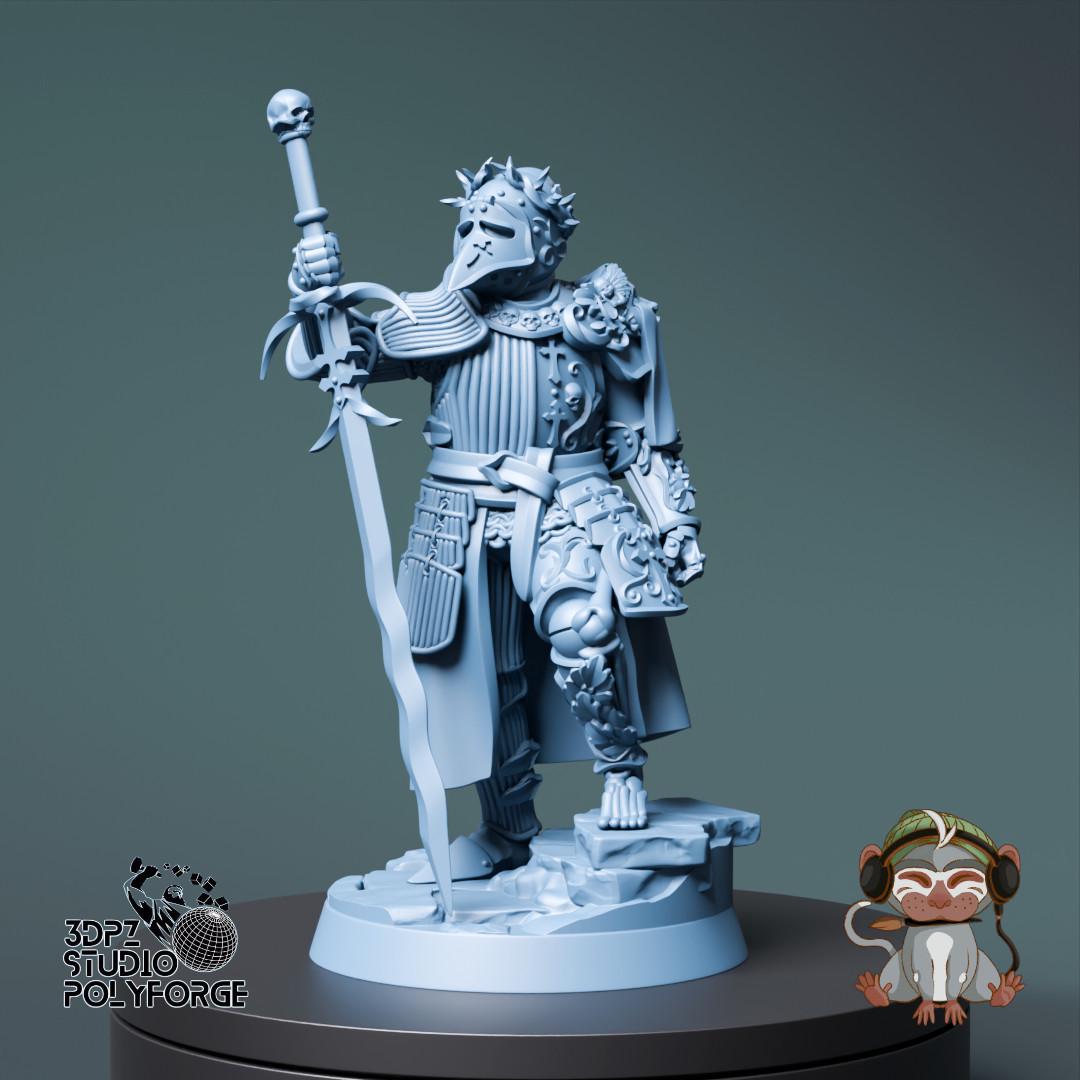 Knight Paladin Fighter DnD Miniature 3D Print for painting, Dungeons and Dragons Tabletop RPG | 3dpz Studio 32mm