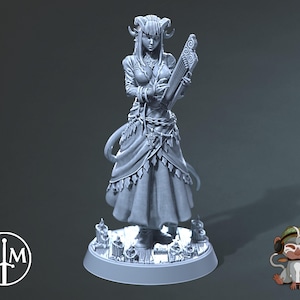 Tiefling Bard DnD Miniature 3d Print for Tabletop RPG Games like Dungeons and Dragons | Claymore Miniatures | 40mm | 90mm