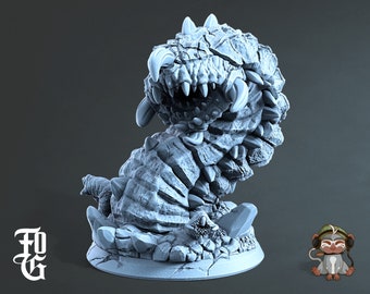 Giant Worm Monster DnD Miniature 3D Print for painting, Dungeons and Dragons Tabletop RPG | Flesh of Gods | 28mm | 32mm | 72mm