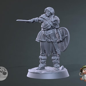 Viking Shield Maiden Female Human Fighter DnD Miniature 3D Print for painting, Dungeons and Dragons Tabletop RPG | 3DPZStudio | 32mm