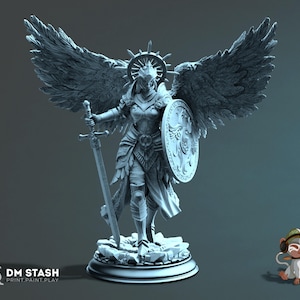 Female Aasimar Angel DnD Miniature 3D Print for painting, Dungeons and Dragons Tabletop RPG | DM Stash | 28mm | 32mm | 72mm