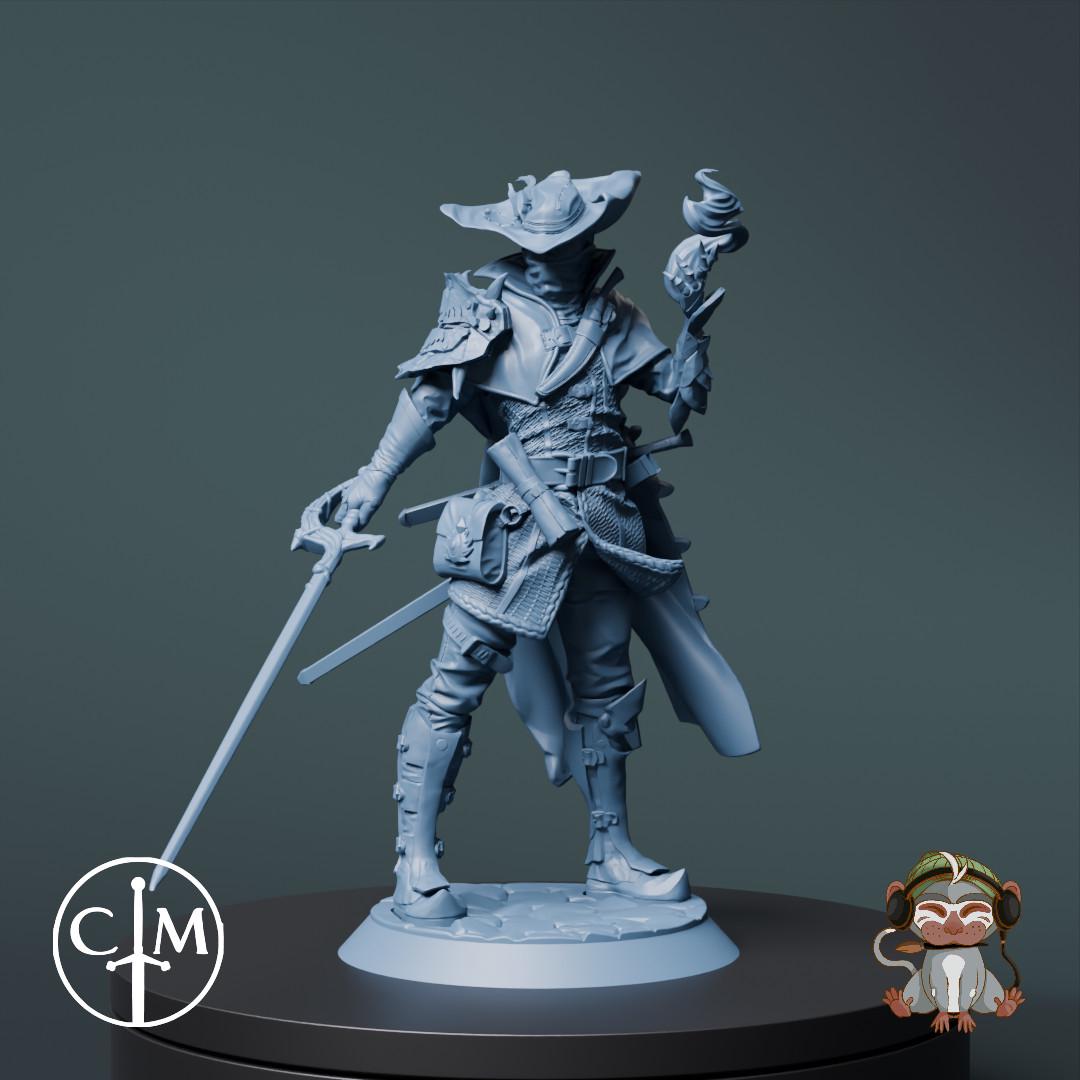Erwall, Human Warlock Spellblade DnD Miniature 3D Print for painting, Dungeons and Dragons Tabletop RPGClaymore Miniatures