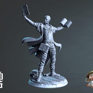 Cursed Librarian DnD Miniature 3D Print for painting, Dungeons and Dragons Tabletop RPG | Flesh of Gods | 28mm | 32mm | 72mm