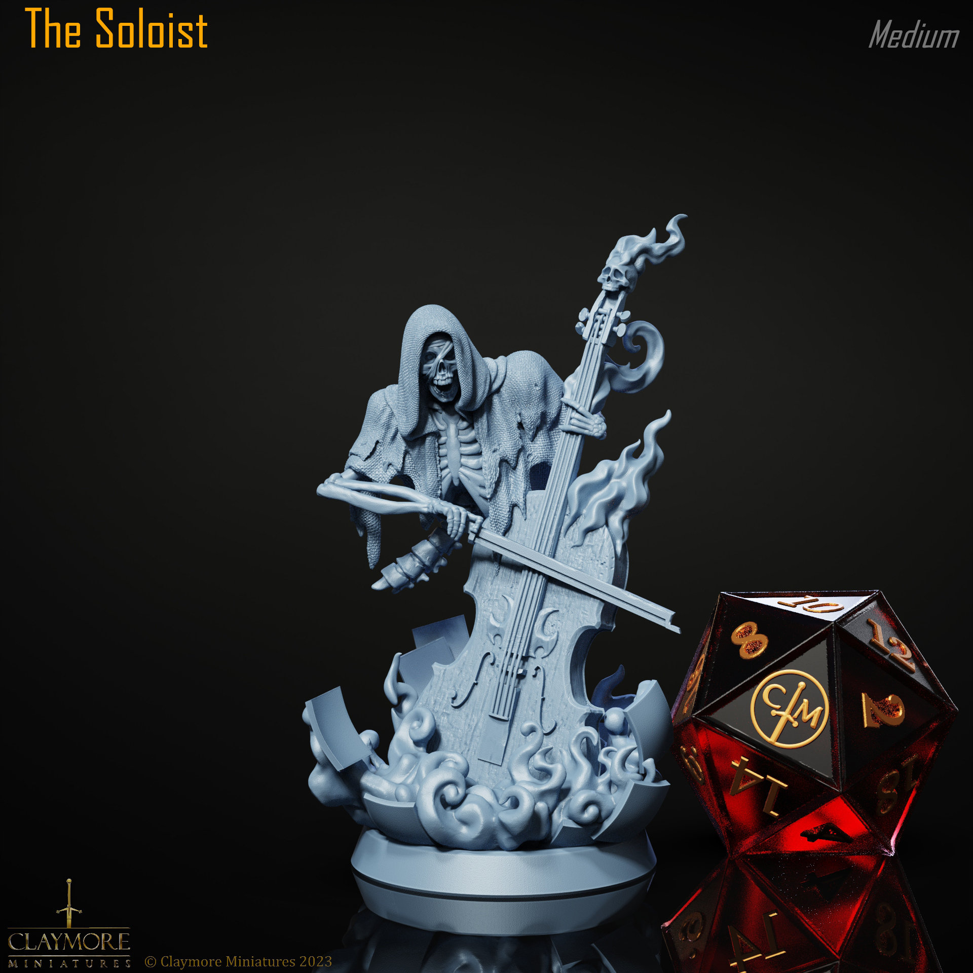 The Soloist Bard DnD Miniature 3D Print for painting, Dungeons and Dragons Tabletop RPG | Claymore Miniatures | 40mm | 90mm