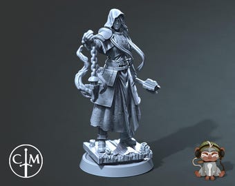 Female Cleric DnD Miniature 3D Print for painting, Dungeons and Dragons Tabletop RPG, Claymore Miniatures