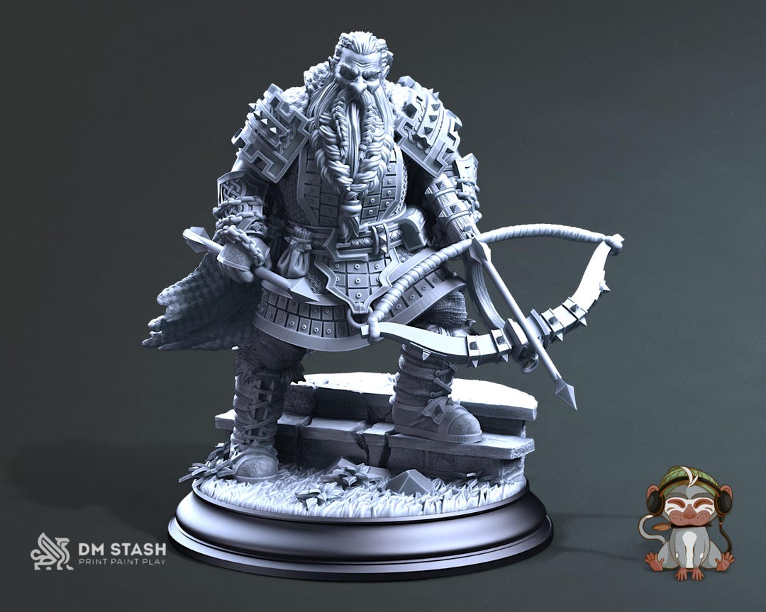 Dwarf Ranger Dnd Miniature 3D Print for Painting, Dungeons and Dragons ...