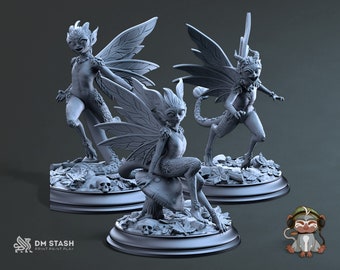 Feral Faeries DnD Miniature 3D Print for painting, Dungeons and Dragons Tabletop RPG | DM Stash | 28mm | 32mm | 72mm
