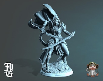 Elf Assassin Miniature 3D Print for painting and Tabletop RPG | 28mm | 32mm | 72mm
