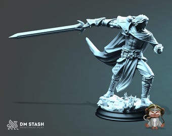 Spellsword Artificer DnD Miniature 3D Print for painting, Dungeons and Dragons Tabletop RPG | DM Stash | 28mm | 32mm | 72mm