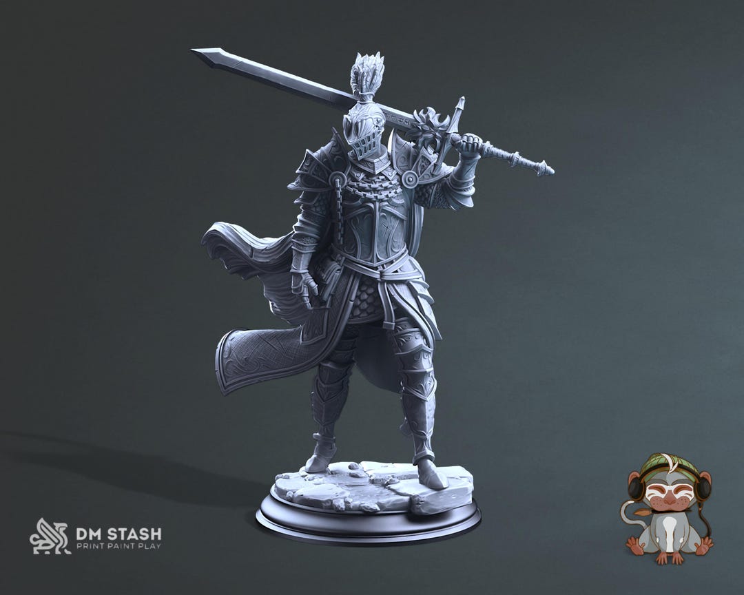 Champion Knight Miniature 3d Print for Painting and Tabletop Rpgs | DM ...