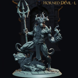 Horned Devil DnD Miniature 3D Print for painting, Dungeons and Dragons Tabletop RPG | Claymore Miniatures | 40mm | 90mm
