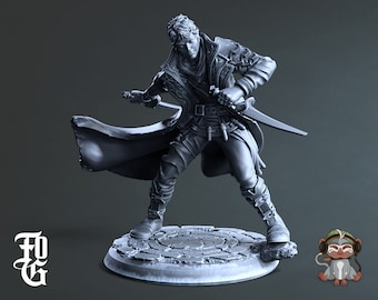 Human Rogue  Miniature 3D Print for painting and Tabletop RPGs | Flesh of Gods | 28mm | 32mm | 72mm