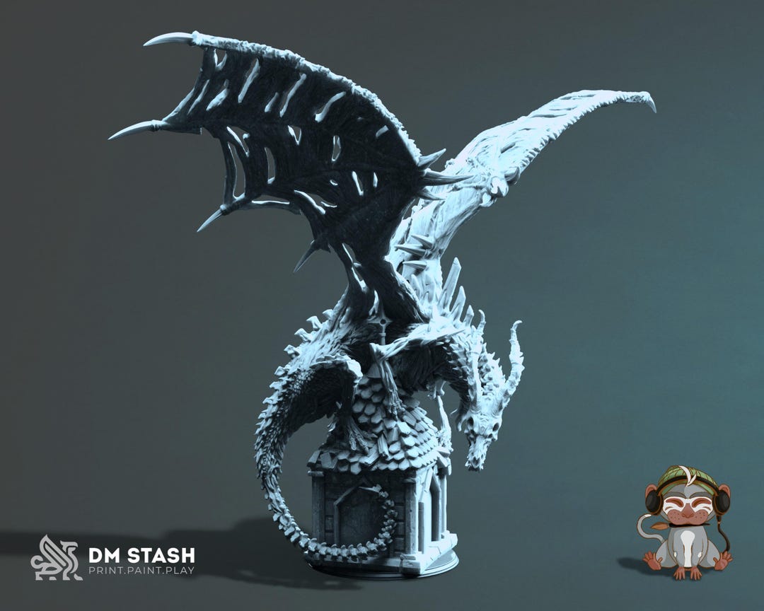 Undead Dragon DnD Miniature 3D Print For Painting Dungeons And Dragons Undead Dragon DnD Miniature 3D Print For Painting Dungeons And Dragons