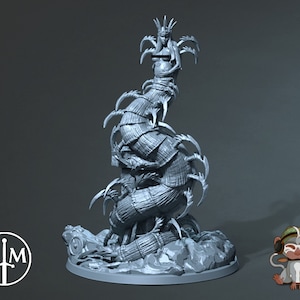 The Centipede Queen DnD Miniature 3D Print for painting, Dungeons and Dragons Tabletop RPG | Claymore Miniatures  | 40mm | 90mm
