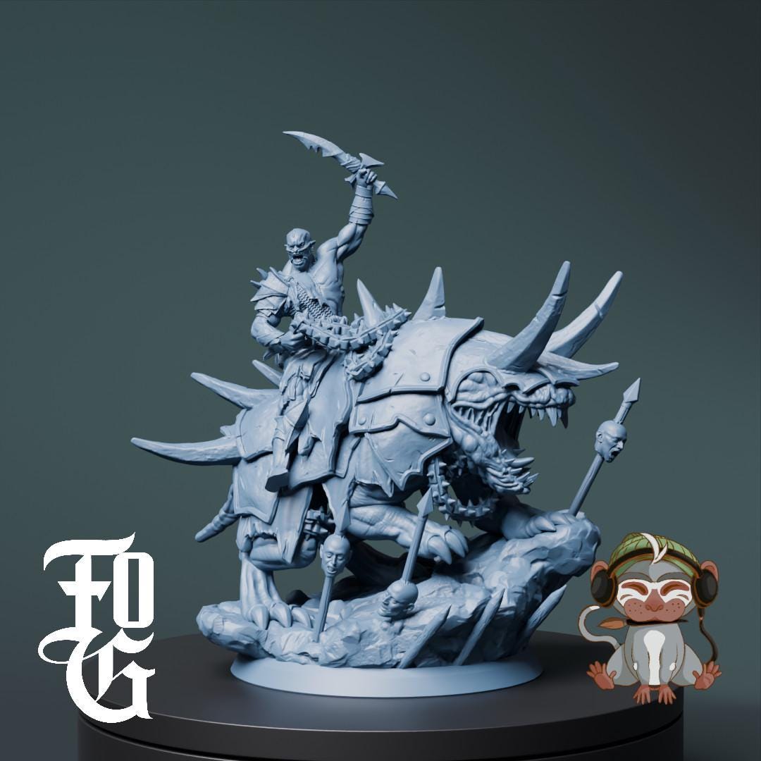 Orc Beast Rider Dnd Miniature 3D Print for Painting, Dungeons and ...