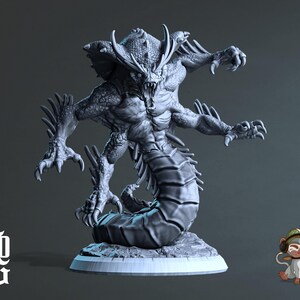 Serpentfolk Abomination DnD Miniature 3D Print for painting, Dungeons and Dragons Tabletop RPG | Flesh of Gods | 28mm | 32mm