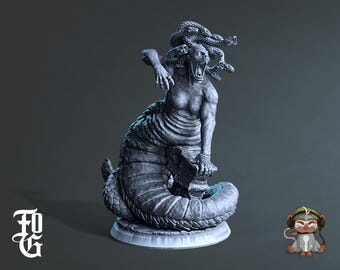 Female Medusa Miniature 3D Print for painting and Tabletop RPGs | Flesh of Gods | 28mm | 32mm | 72mm