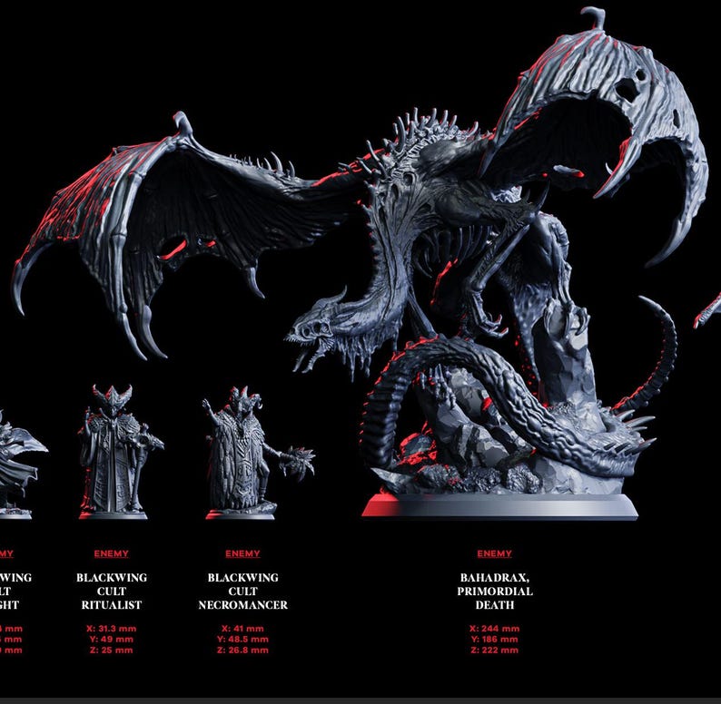 Bahadrax, Undead Death Dragon Dracolich Dnd Miniature 3D Print for ...
