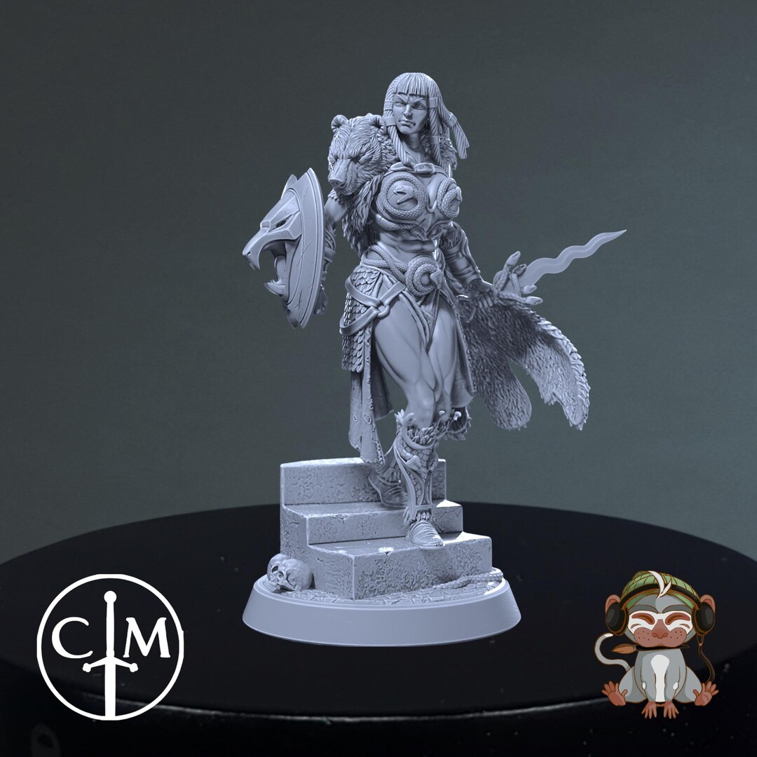 Mini Female Female Warrior Dnd Miniature 3D Print for Painting, Dungeons and ...