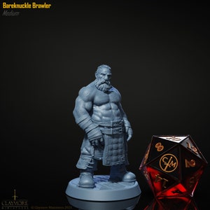 Dwarf Monk Brawler DnD Miniature 3d Print for Tabletop RPG Dungeons and Dragons Miniature | Claymore Miniatures | 28mm | 32mm | 72mm