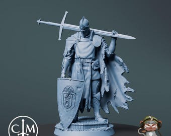 Ser Edric, Human Fighter DnD Miniature 3D Print for painting, Dungeons and Dragons Tabletop RPG, Claymore Miniatures
