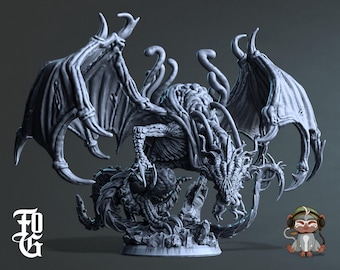 Void Dragon DnD Miniature 3D Print for painting, Dungeons and Dragons Tabletop RPG | Flesh of Gods | 28mm | 32mm | 72mm