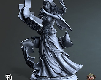 Elisen, The Clairvoyant Cleric DnD Miniature 3D Print for painting, Dungeons and Dragons Tabletop RPG | Flesh of Gods | 28mm | 32mm | 72mm