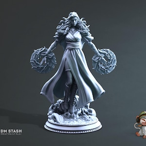 Tyria Ravensong, Dark Sorceress Wizard Fantasy Tabletop RPG Hero DnD Dungeons and Dragons Miniature 3D Print | DM Stash | 28mm | 32mm | 72mm