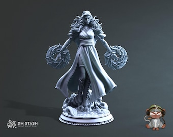 Sorceress Witch Fantasy Tabletop RPG Hero DnD Dungeons and Dragons Miniature 3D Print | DM Stash | 28mm | 32mm | 72mm