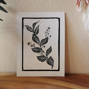 Leaves | Linocut, print, poster | Floral decoration, nature, flowers | Decorative gift