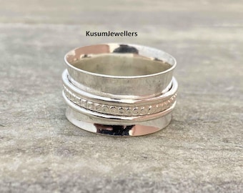 Sterling Silver Spinner Ring: Handmade Boho Fidget Ring