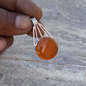 Handmade Sterling Silver Carnelian Pendant: Boho Hippie Jewelry