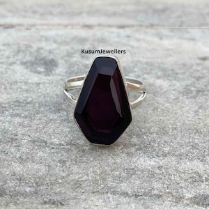Black Onyx Gemstone Ring, 925 Sterling Silver Ring, Coffin Ring, Engagement Ring, Woman Ring, Ring For Woman, Fidget Boho Ring, Fidget Ring